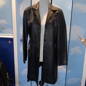 INC leather trench coat size M